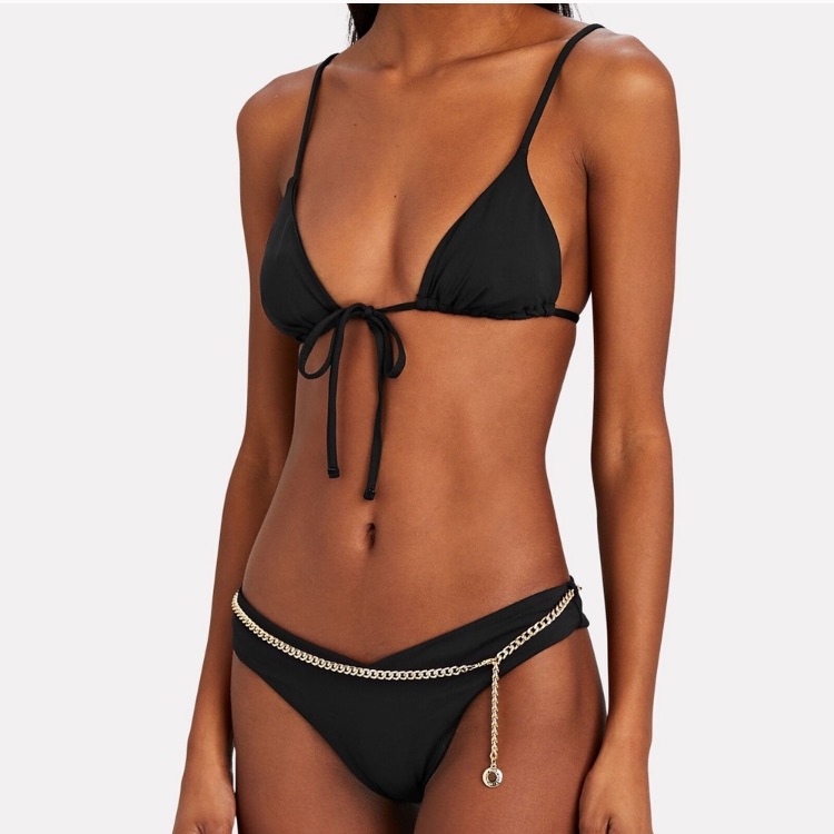 Nwt Weworewhat Emily Chain Belted Swim Black Bikini Set